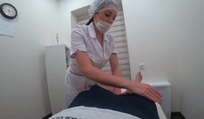 Blowjob from a real nurse in a massage room